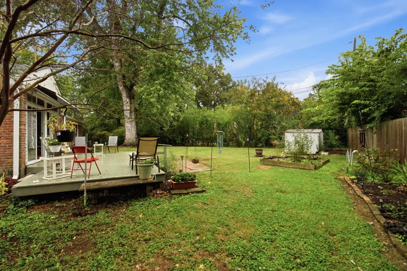The rear deck and the backyard