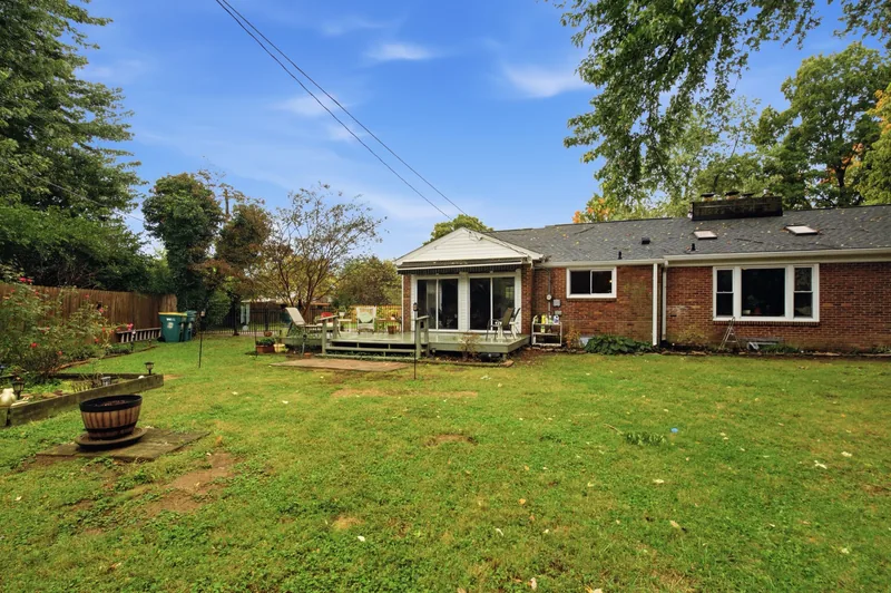The backyard, the sunroom and the deck