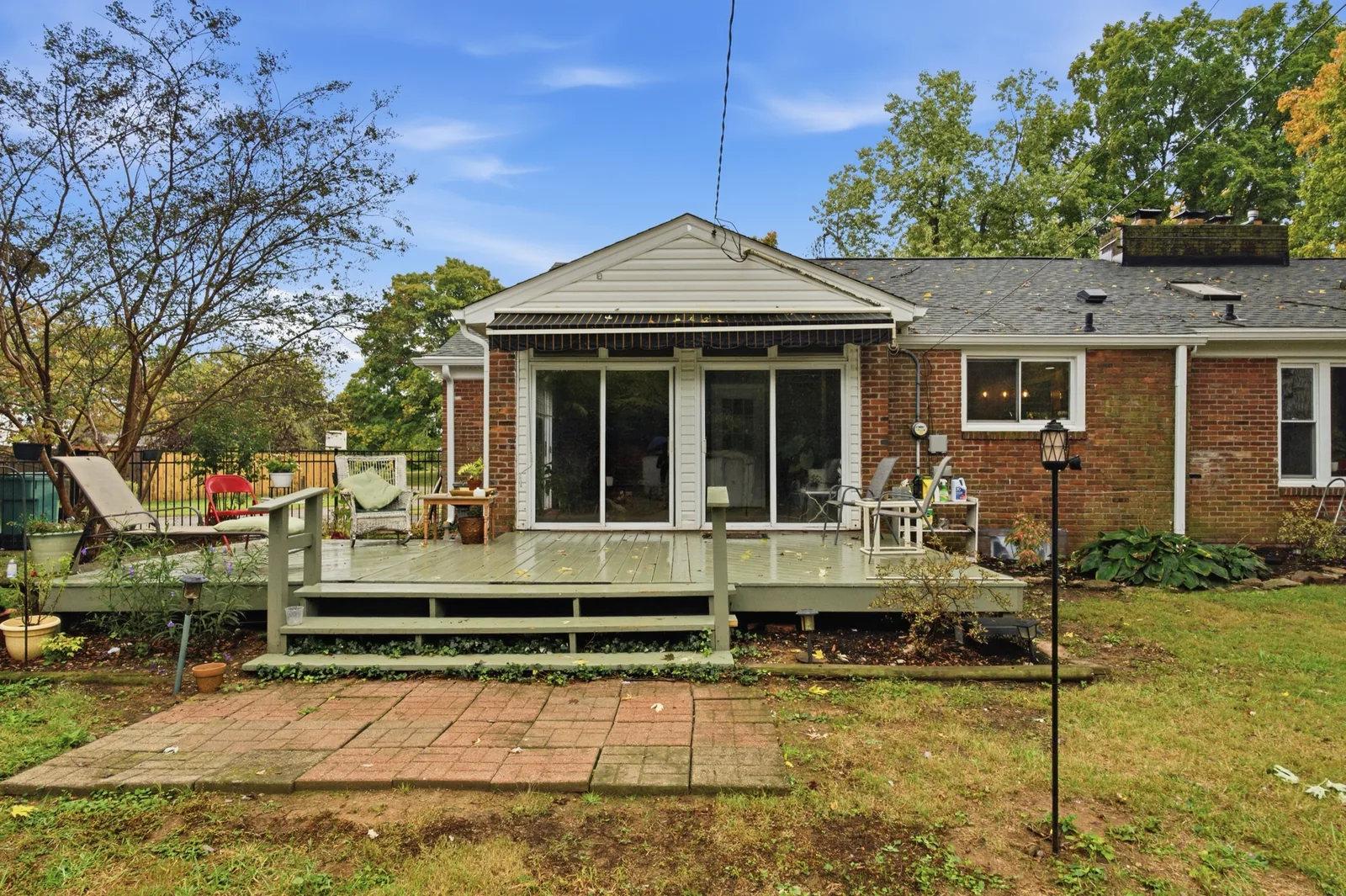 The rear deck and the sunroom
