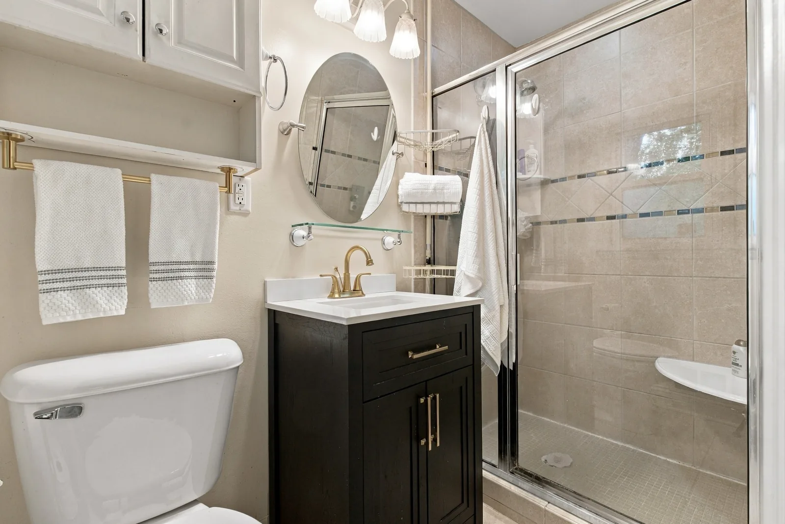 The primary full bath with a shower