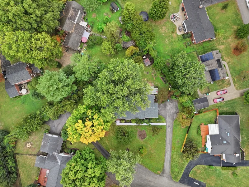 The house and its neighbors from above
